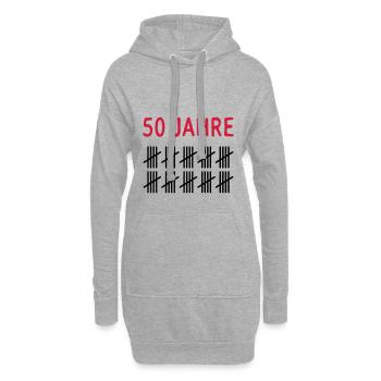 50 ans - Sweat-shirt à capuche long Femme - gris chiné - Devant