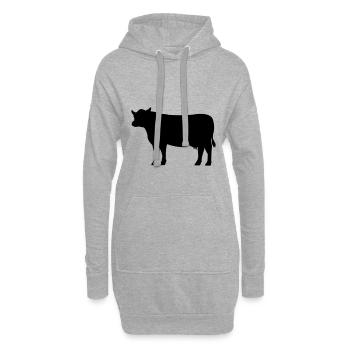 Vecteur de silhouette de vache - Sweat-shirt à capuche long Femme - gris chiné - Devant