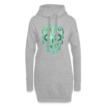 Skull - Hoodie-Kleid - Grau meliert - Vorne