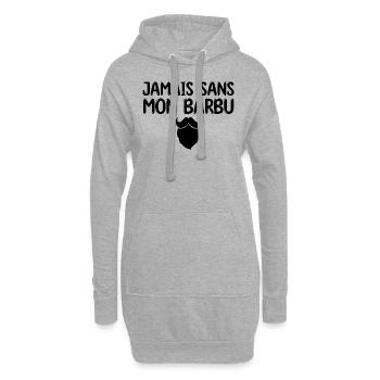 Jamais sans mon barbu - cadeau femme mariée barbu - Sweat-shirt à capuche long Femme - gris chiné - Devant