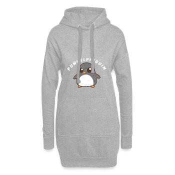 Pinguin Pummel Pummeliger Pinguin mit Übergewicht - Hoodie-Kleid - Grau meliert - Vorne