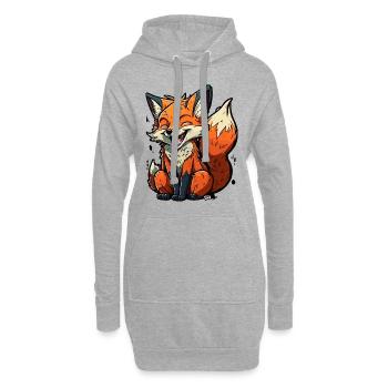 Rusé comme un renard - Sweat-shirt à capuche long Femme - gris chiné - Devant