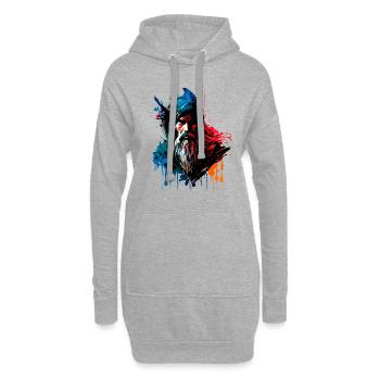 Düsterer Zauberer Krieger Street Art Design - Hoodie-Kleid - Grau meliert - Vorne