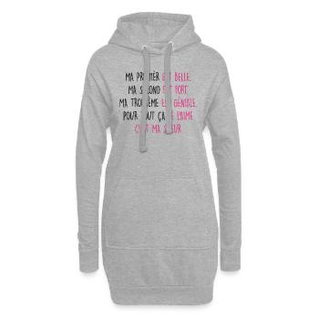 Ma SOEUR est belle - Sweat-shirt à capuche long Femme - gris chiné - Devant