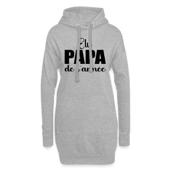 elu papa de l'annee | cadeau fête des pères - Sweat-shirt à capuche long Femme - gris chiné - Devant