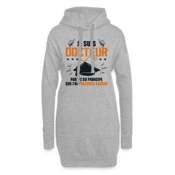 Doktor Lustiges Geschenk PhD - Ich bin Arzt - Hoodie-Kleid - Grau meliert - Vorne