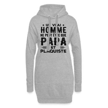 Ein richtiger Mann ist nur Papa und Stuckateur - Hoodie-Kleid - Grau meliert - Vorne
