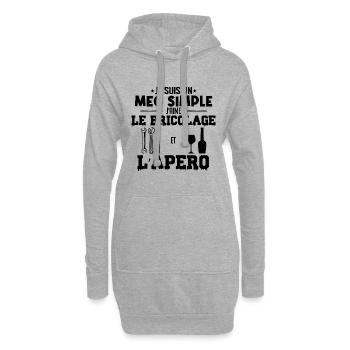 Mec simple aime le bricolage et l'apéro mécano - Sweat-shirt à capuche long Femme - gris chiné - Devant