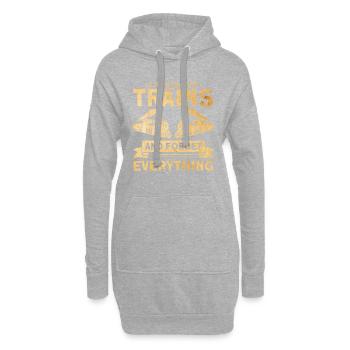 Modellbahn Zug Lokomotiven Geschenk - Hoodie-Kleid - Grau meliert - Vorne