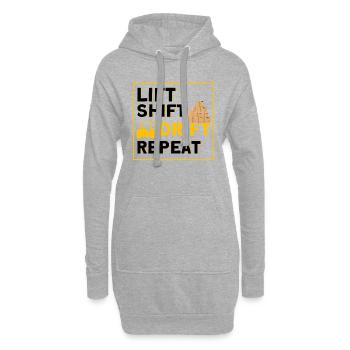 Gabelstaplerfahrer Heben, Schieben, Driften, Wiede - Hoodie-Kleid - Grau meliert - Vorne