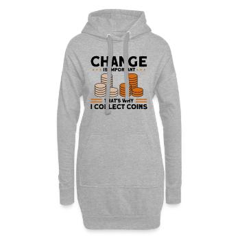 Collection de pièces Collection de pièces Collection de pièces de monnaie Numismatique - Sweat-shirt à capuche long Femme - gris chiné - Devant