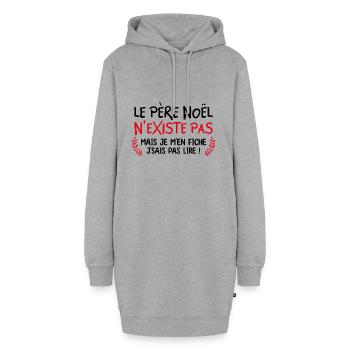 le père noël n existe pas - cadeau Noel - Sweat-shirt à capuche long Femme - gris chiné - Devant