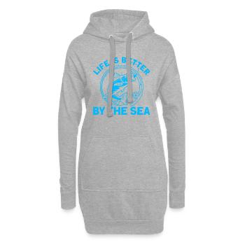 Das Leben ist besser am Meer Angeln Geschenk - Hoodie-Kleid - Grau meliert - Vorne