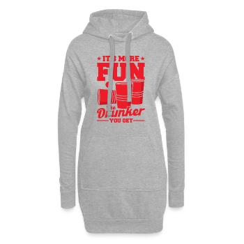 Bier Pong Champion Es macht mehr Spaß je betrunken - Hoodie-Kleid - Grau meliert - Vorne