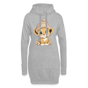 Lion mignon mignon bébé enfants animal dessin animé - Sweat-shirt à capuche long Femme - gris chiné - Devant