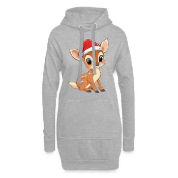 Cerf Noël mignon Noël mignon - Sweat-shirt à capuche long Femme - gris chiné - Devant