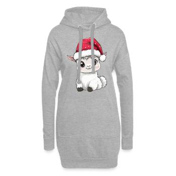 Lama Weihnachten Süß Niedlich Alpaka Weihnachtlich - Hoodie-Kleid - Grau meliert - Vorne