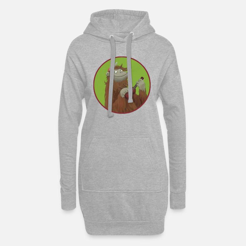 Affe mit Ukulele - Hoodie-Kleid - Grau meliert