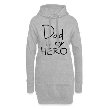Dad is my HERO - Papa ist mein Held - Hoodie-Kleid - Grau meliert - Vorne