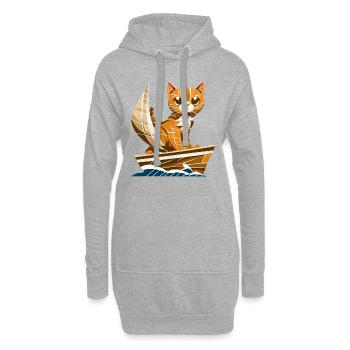 segelt mit Segelboot, Gestreiftes und Abstraktes - Hoodie-Kleid - Grau meliert - Vorne