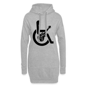 Fauteuil roulant, fauteuil roulant, guitare, guitariste, handicap* - Sweat-shirt à capuche long Femme - gris chiné - Devant