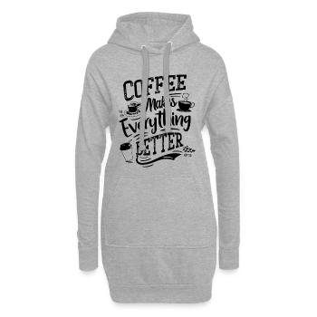 Café Dictons Barista Humour - Sweat-shirt à capuche long Femme - gris chiné - Devant