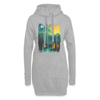 Paysage Feu de camp Forêt - Sweat-shirt à capuche long Femme - gris chiné - Devant