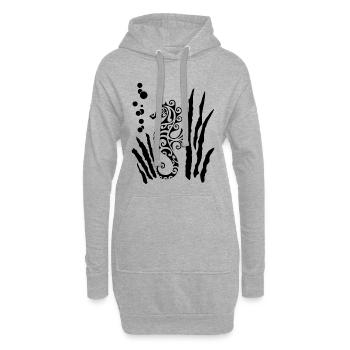 Schwarzes Stammes-Seepferdchen - Hoodie-Kleid - Grau meliert - Vorne