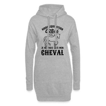 Mode équitation activé - Sweat-shirt à capuche long Femme - gris chiné - Devant