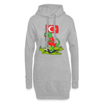 Drapeau de Turquie Dinosaure Rex Football - Sweat-shirt à capuche long Femme - gris chiné - Devant