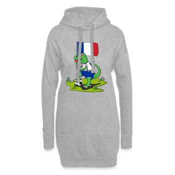 Drapeau de la France Dinosaure Rex Football - Sweat-shirt à capuche long Femme - gris chiné - Devant
