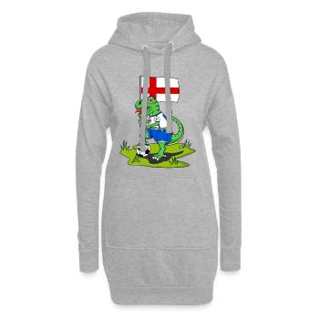 England Flagge Dinosaurier Rex Fußball  - Hoodie-Kleid - Grau meliert - Vorne