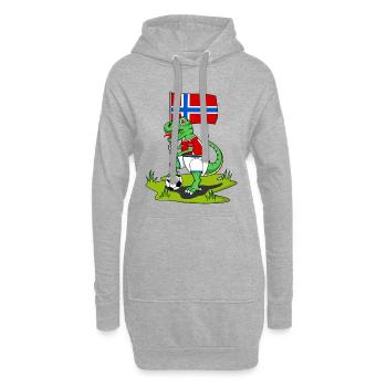 Drapeau de la Norvège Dinosaure Rex Football - Sweat-shirt à capuche long Femme - gris chiné - Devant