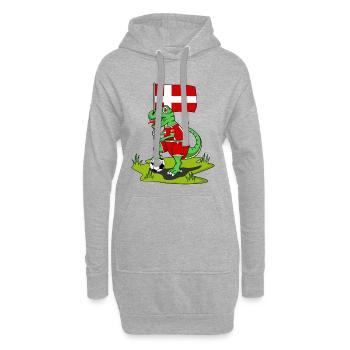 Drapeau du Danemark Dinosaure Rex Football - Sweat-shirt à capuche long Femme - gris chiné - Devant