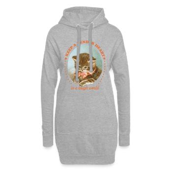 Tender Heart – Vintage Katzen-Liebhaber Design - Hoodie-Kleid - Grau meliert - Vorne