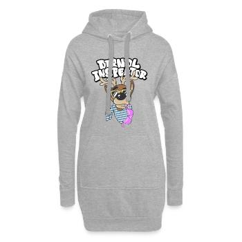 Lustiger Rentier mit Sonnenbrille und Schal - Hoodie-Kleid - Grau meliert - Vorne