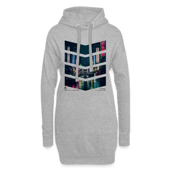 Neonlicht Stadtbild Japanisch Nachtleben - Hoodie-Kleid - Grau meliert - Vorne