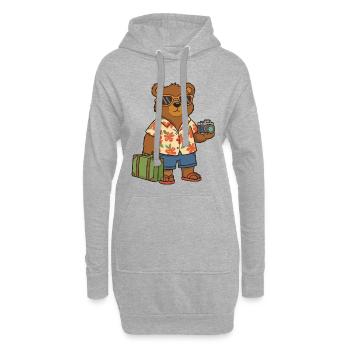 Ours joueur en tenue de vacances d’été - Sweat-shirt à capuche long Femme - gris chiné - Devant