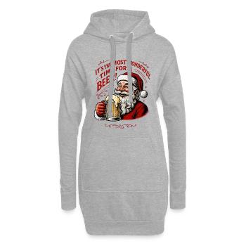 Lustige Weihnachtsmann Weihnachten Feiertag Heiterkeit Zeit für Bier - Hoodie-Kleid - Grau meliert - Vorne