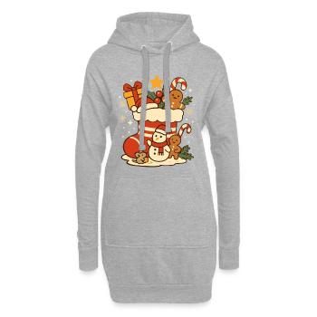 Motif Saint-Nicolas - Jolie botte avec des figurines - Sweat-shirt à capuche long Femme - gris chiné - Devant