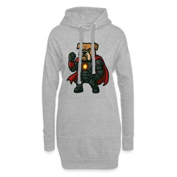 Bouledogue super-héros blindé avec cape dessin animé - Sweat-shirt à capuche long Femme - gris chiné - Devant