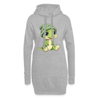 Dessin animé Animaux de dinosaures mignons et mignons - Sweat-shirt à capuche long Femme - gris chiné - Devant