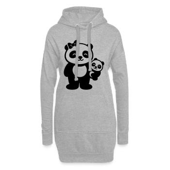Maman Panda avec cadeau familial bébé - Sweat-shirt à capuche long Femme - gris chiné - Devant