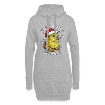 Noël Canari, le Père Noël Oiseau Chapeau de Noël - Sweat-shirt à capuche long Femme - gris chiné - Devant