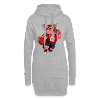 Schweinchen Basketballerin / Basketball Schweinche - Hoodie-Kleid - Grau meliert - Vorne