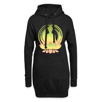 Pastell Buddha im Lotusstempel - Hoodie-Kleid - Schwarz - Vorne