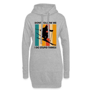 Folge mir nicht, ich mache dumme Sachen - Hoodie-Kleid - Grau meliert - Vorne