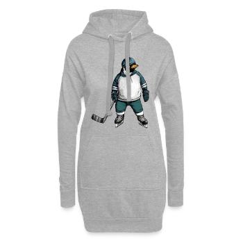 Eishockey Pinguin - Hoodie-Kleid - Grau meliert - Vorne