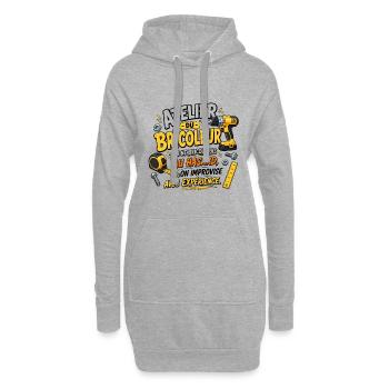 Bricoleur au Hasard avec Expérience - Sweat-shirt à capuche long Femme - gris chiné - Devant