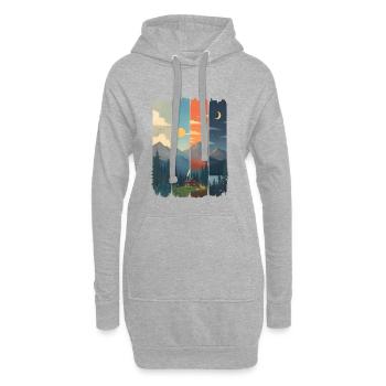 Horizonte in vier Gebirgstafeln - Hoodie-Kleid - Grau meliert - Vorne